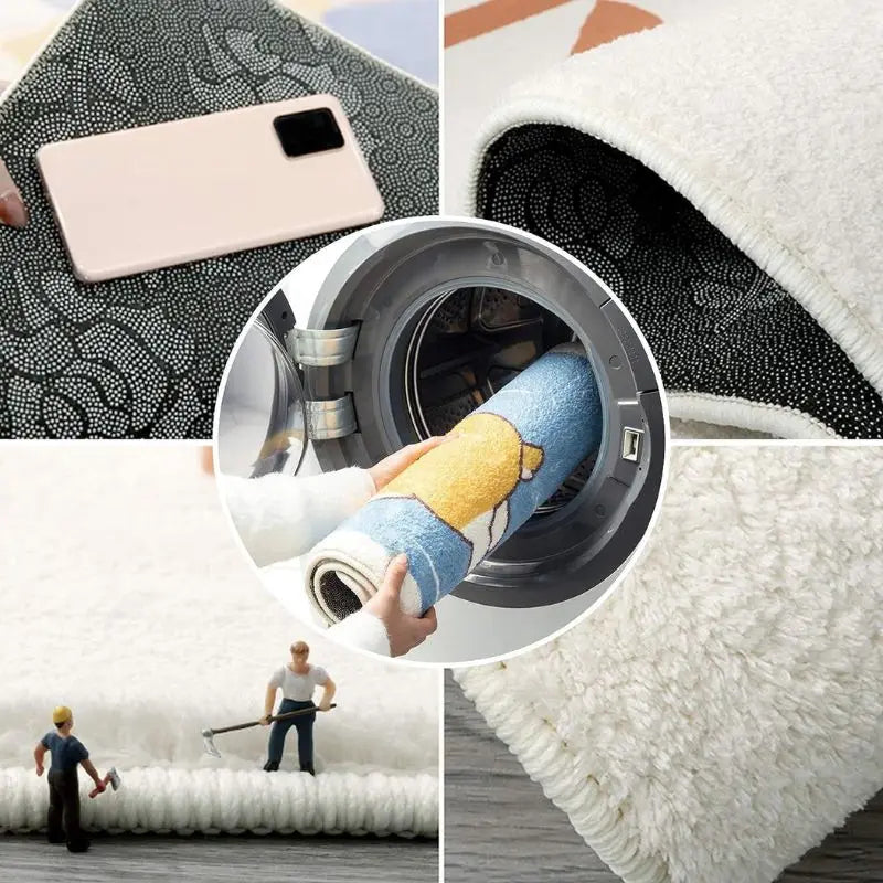 Irregular Letter Floor Mat – Soft Anti-Slip Faux Cashmere Rug for Bedroom