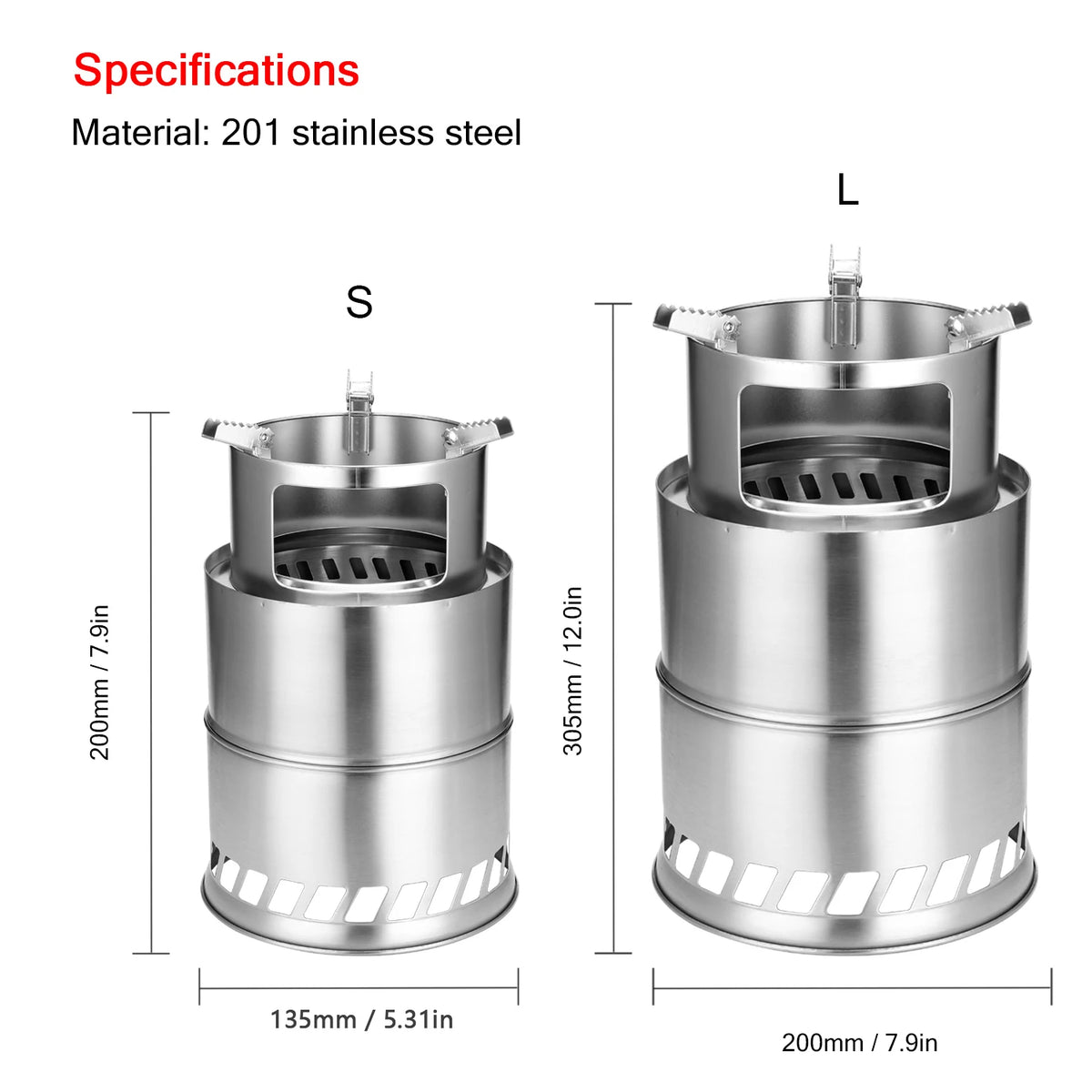 Portable Stainless Steel Wood Stove – Windproof Camping Cooker for Hiking