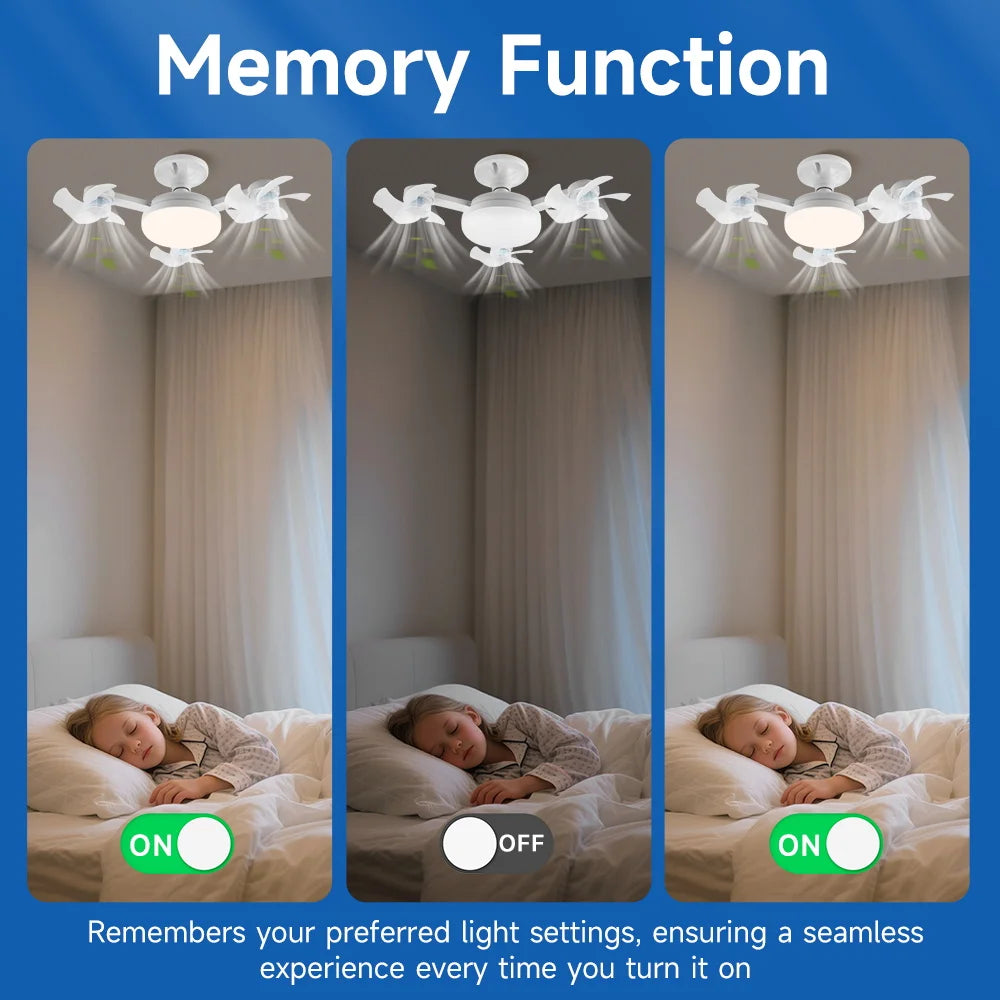 Silent Ceiling Fan Light – Remote Controlled E27 Lamp for Bedroom Living Room