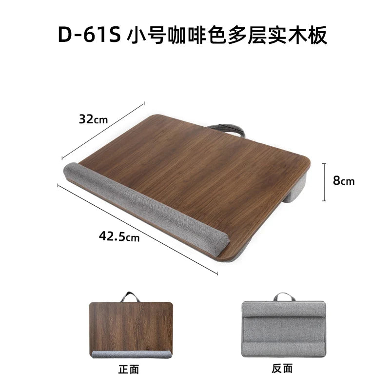 Portable Wooden Laptop Bed Desk – 15 Inch Lap Tray with Cushion for Study