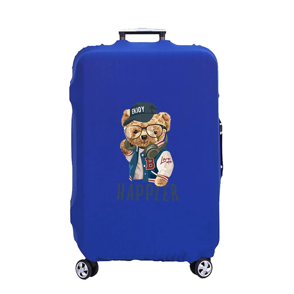Bear Print Luggage Cover – Elastic Dustproof Suitcase Protector for Travel
