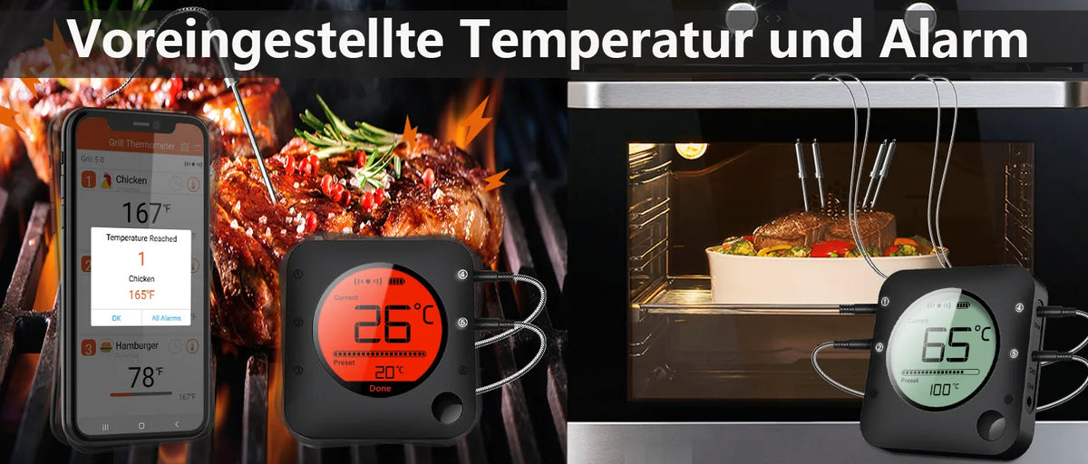 Wireless Meat Thermometer – 6-Probe Digital BBQ Tool for Smoker Grill Cooking