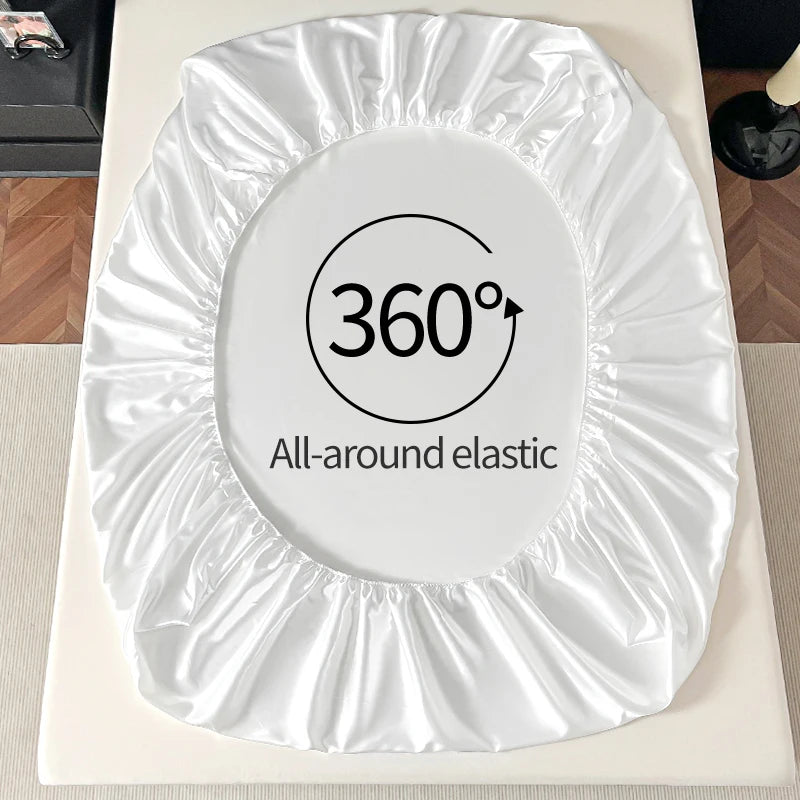Satin Elastic Fitted Sheet – Soft Solid Mattress Cover for All Bed Sizes