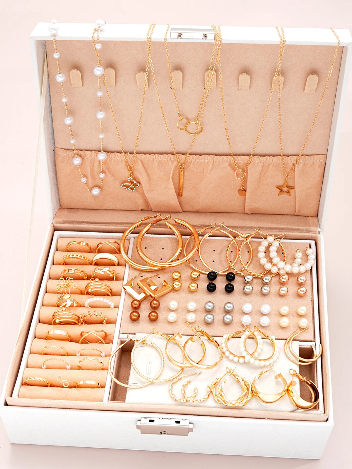Faux Pearl Jewelry Set – Elegant Multi-Layered Necklace for Women