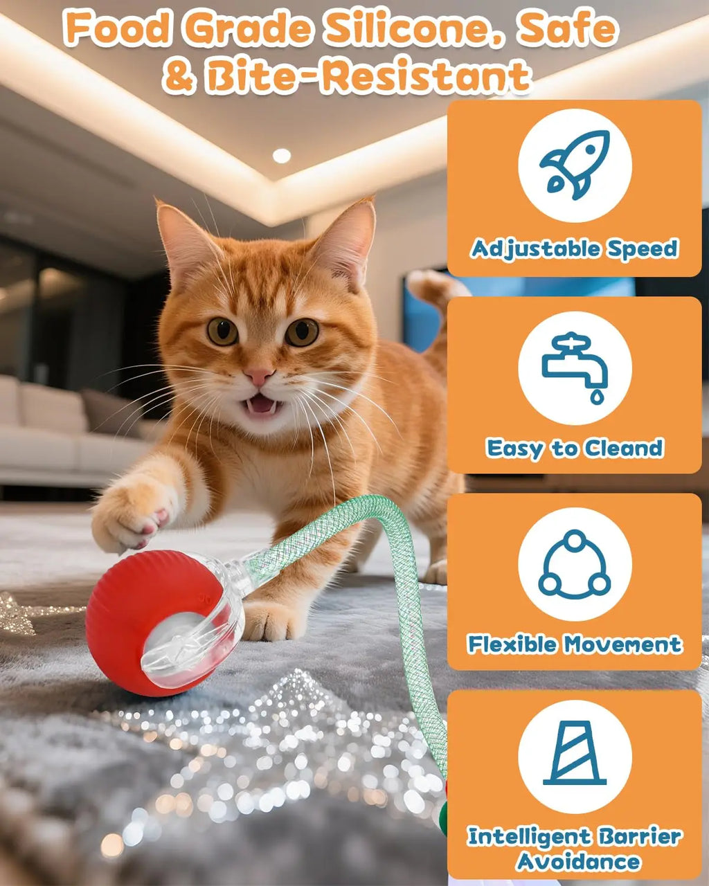 Interactive Rolling Cat Ball – Rechargeable Smart Toy for Pet Exercise