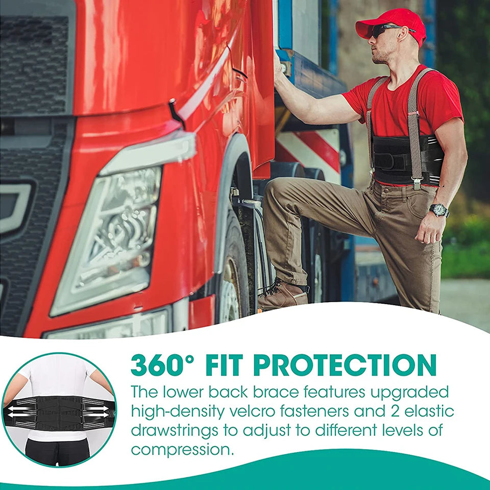 Breathable Lumbar Support Belt – 6-Stay Back Brace for Lower Back Pain Relief