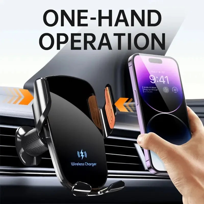 Wireless Car Charger Phone Holder – Fast Charging Mount for iPhone and Android