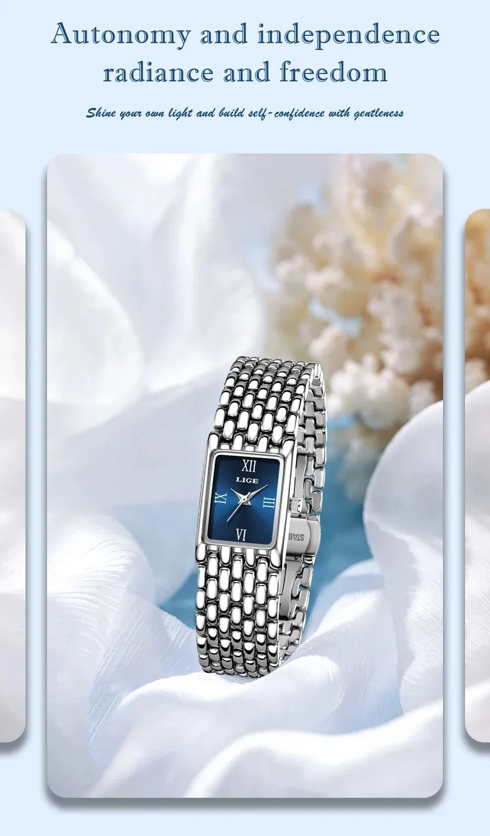 Square Stainless Steel Quartz Watch – Elegant Waterproof Accessory for Women