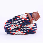 Woven Elastic Canvas Belt – Stretch Braided Buckle Strap for Casual Jeans