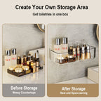 Transparent PET Storage Rack – Adhesive Wall Mounted Shelf for Bathroom Kitchen
