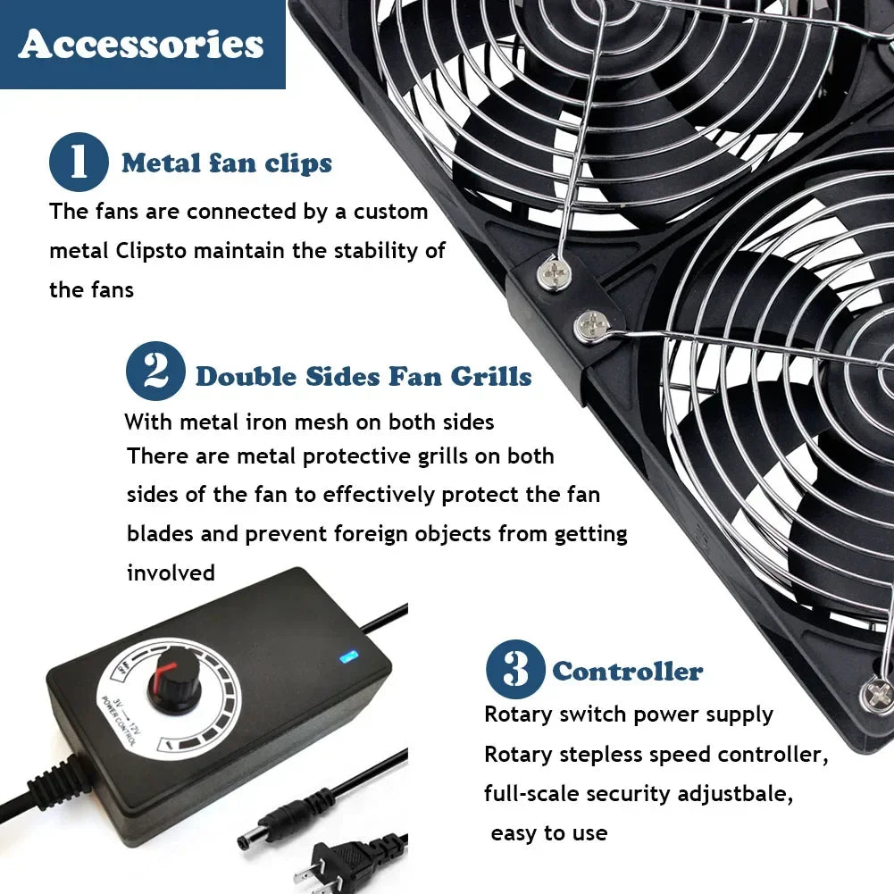 120mm High Speed Cooling Fan – 3000RPM Chassis Radiator for Server Workstations