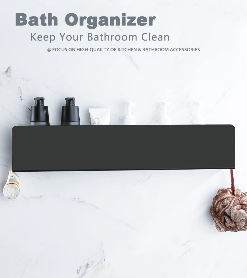 Aluminum Bathroom Shelf – Wall Mounted Storage Rack for Shower and Kitchen