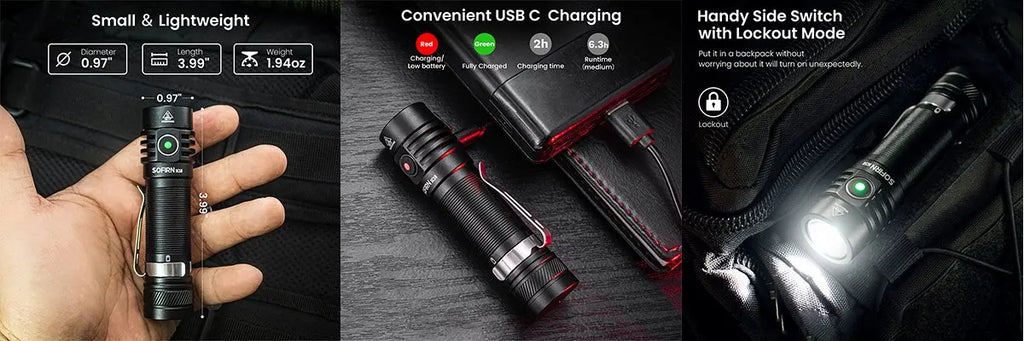 Rechargeable LED Flashlight – 1800lm USB-C Torch for Outdoor Camping Hiking