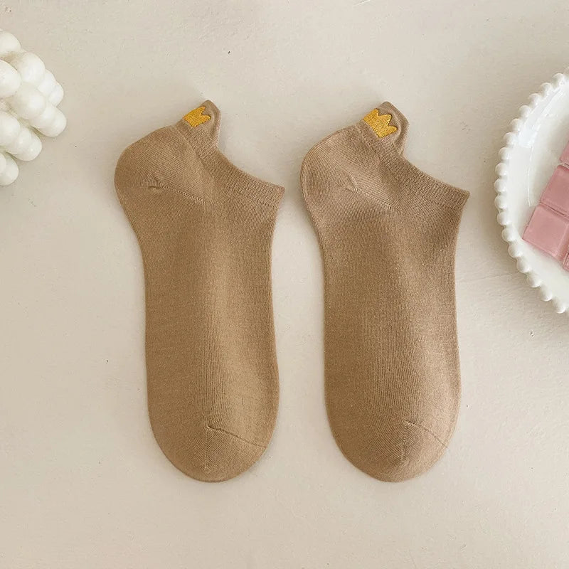 Embroidered Cotton Animal Socks – Breathable Casual Footwear for Women