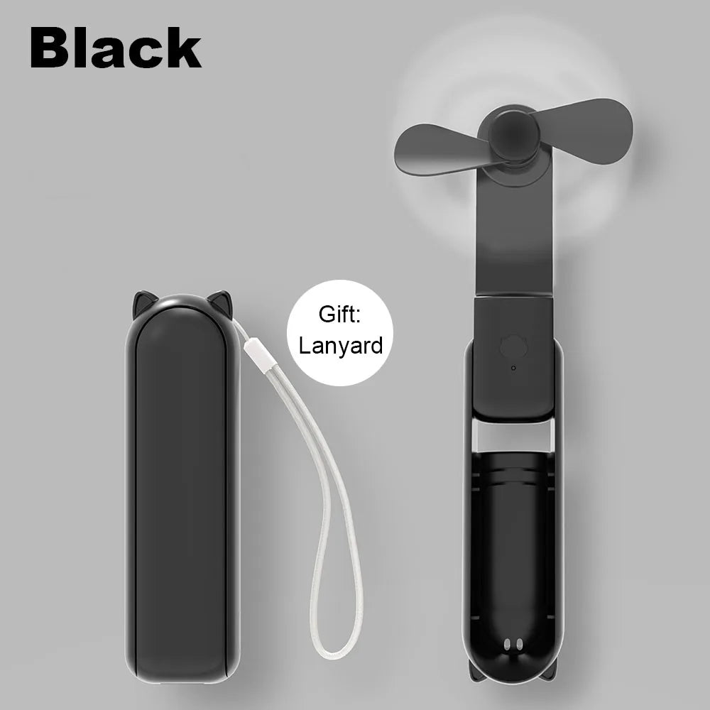 Portable Handheld Cooling Fan – USB Rechargeable Power Bank for Travel