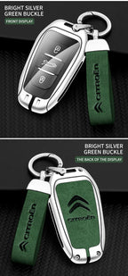 Zinc Alloy Leather Car Key Case – Protective Remote Cover for Citroen Models
