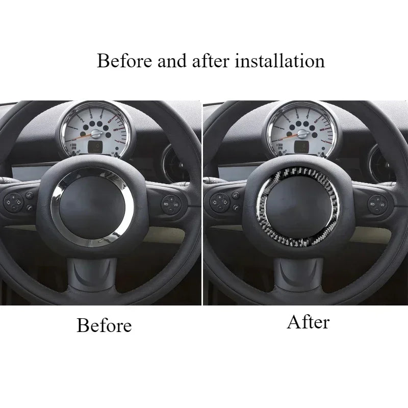 Steering Wheel Trim Cover – Carbon Fiber Interior Decor for Mini Cooper