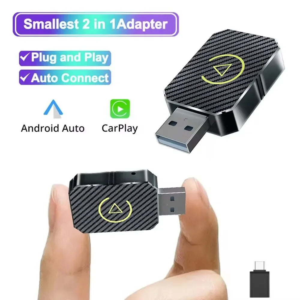 Wireless CarPlay and Android Auto Adapter – 5GHz USB Plug and Play for Cars