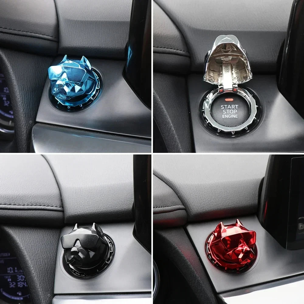 Metal Bully Dog Ignition Cover – Decorative Engine Start Button Trim for Cars
