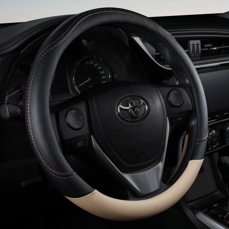 PU Leather Steering Wheel Cover – Non-Slip Grip for Universal Car Interior