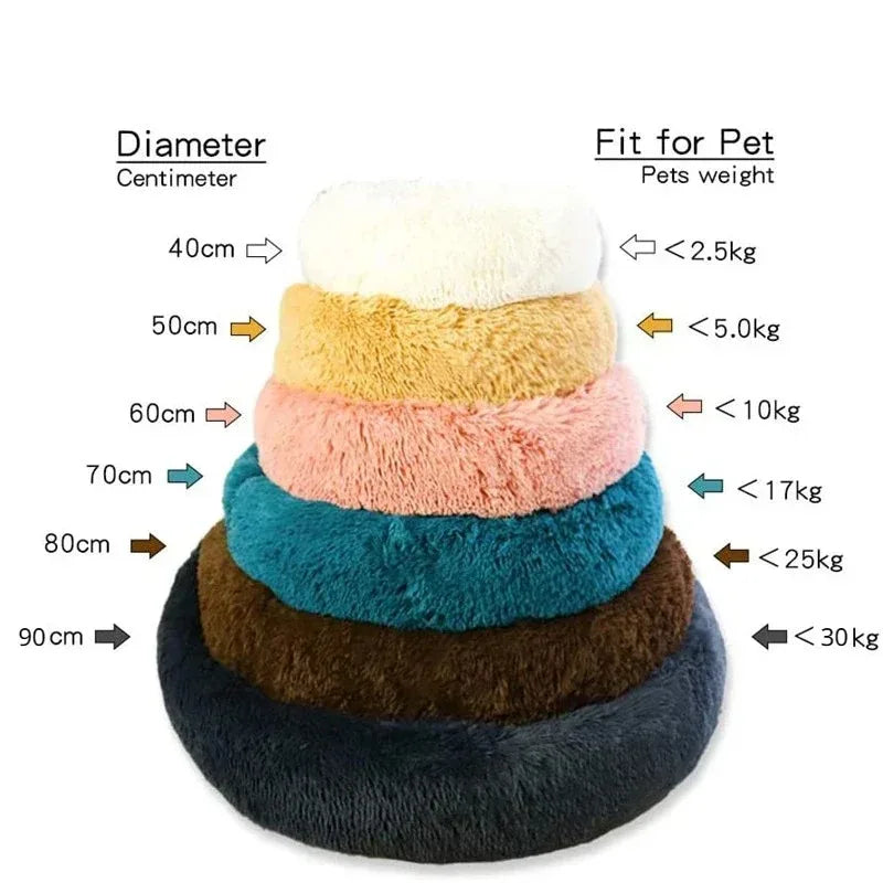 Plush Round Pet Bed – Warm Washable Sofa for Small to Large Dogs and Cats