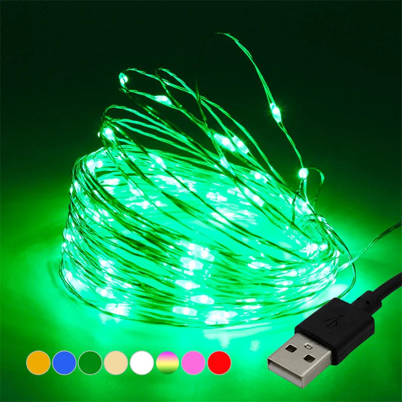 White LED String Lights – 20M Waterproof Copper Wire for Christmas Decor