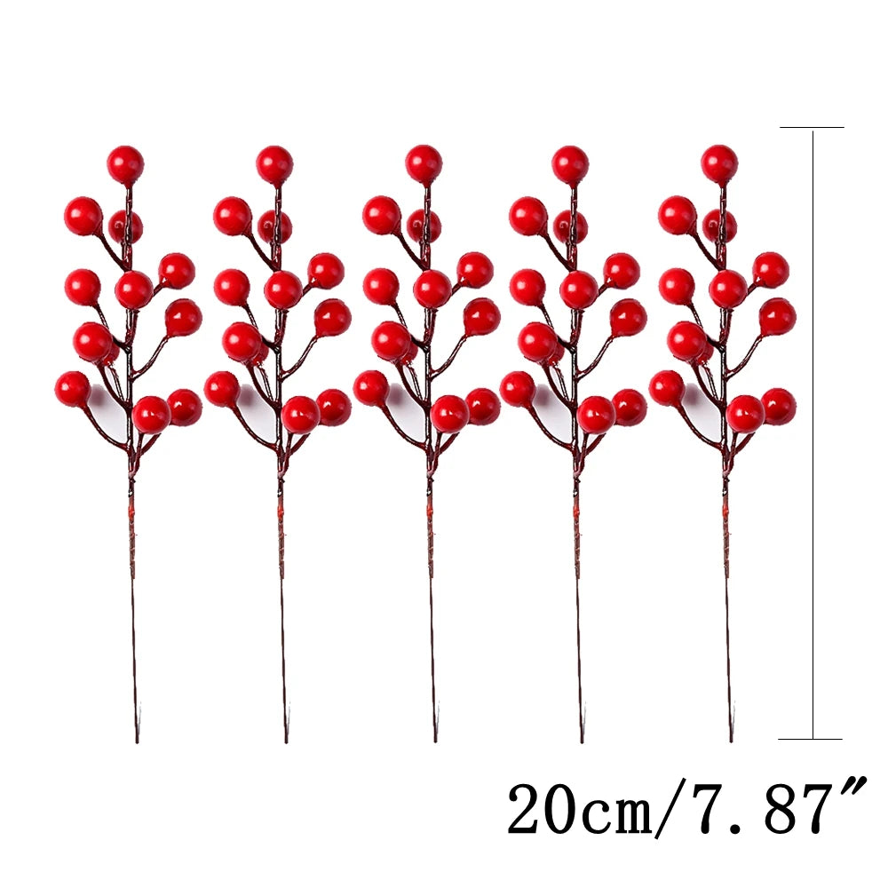 Artificial Gold Berry Bouquet – Floral Branch for Christmas Tree Decoration