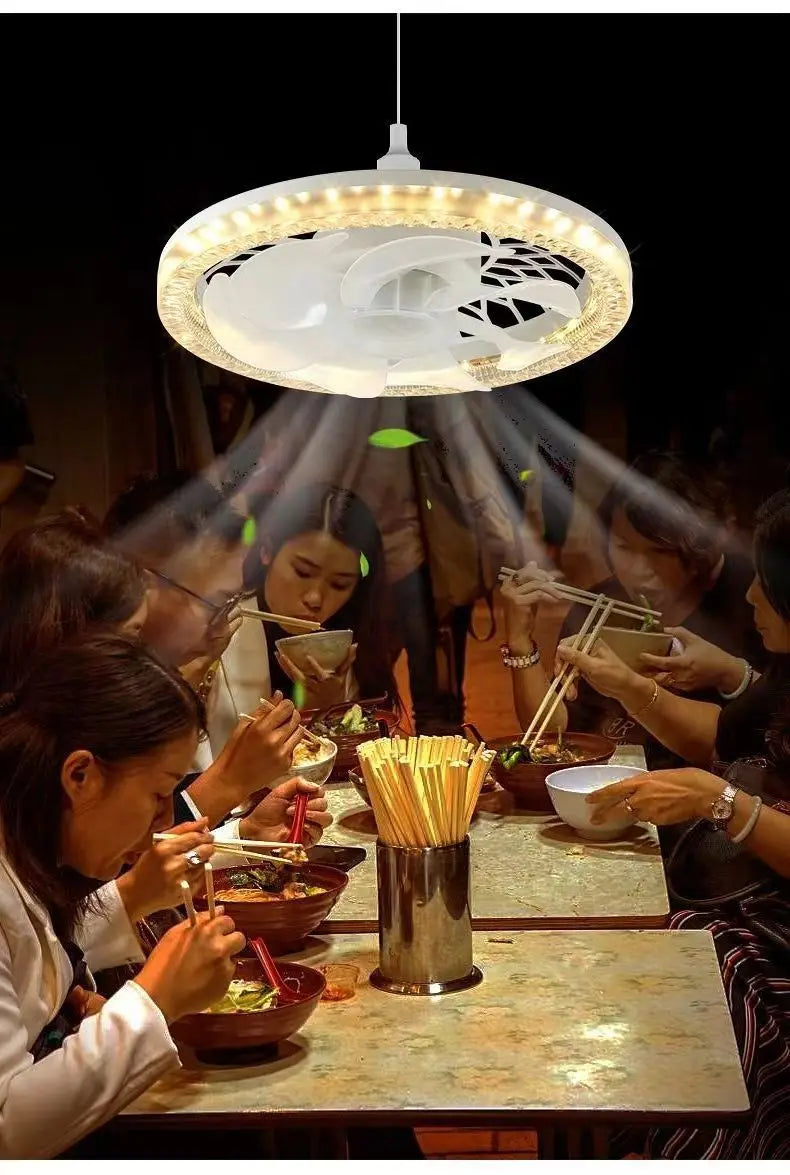 Modern LED Ceiling Fan Light – Remote Controlled E27 Lamp for Bedroom