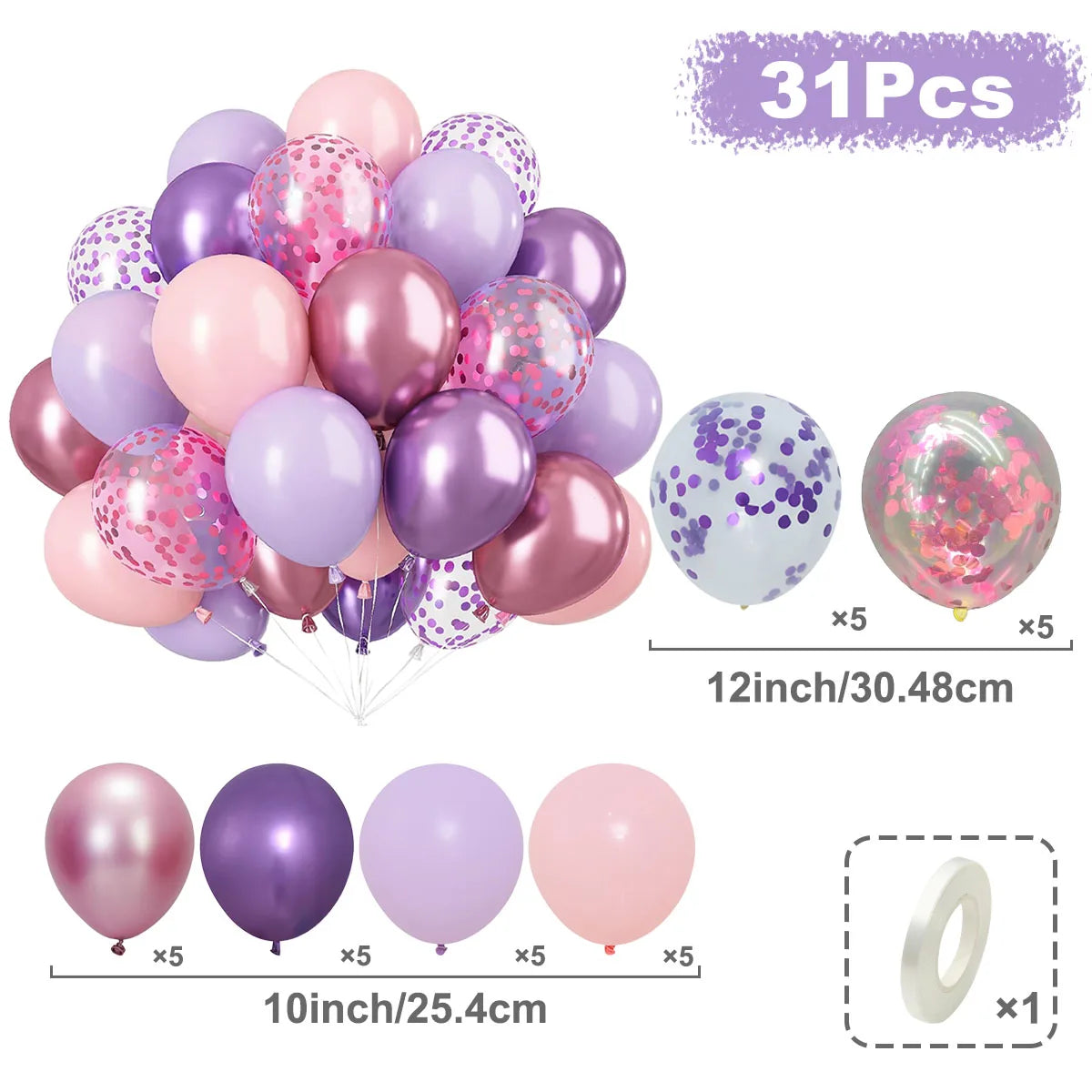 Metallic Pearl and Confetti Balloons – Decorative Latex Set for Party Events