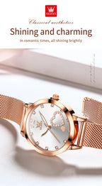 Quartz Women's Watch – Milanese Mesh Band with Diamond Accents for Daily Wear