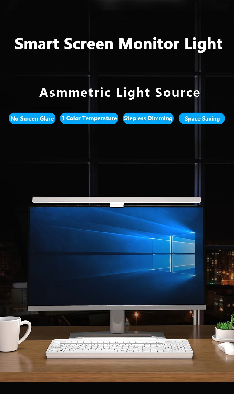 50cm Computer Monitor Light Bar – Stepless Dimming USB Lamp for Study Reading