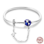 925 Sterling Silver Charm Bracelet – Adjustable Green Zircon for Birthday Gifts