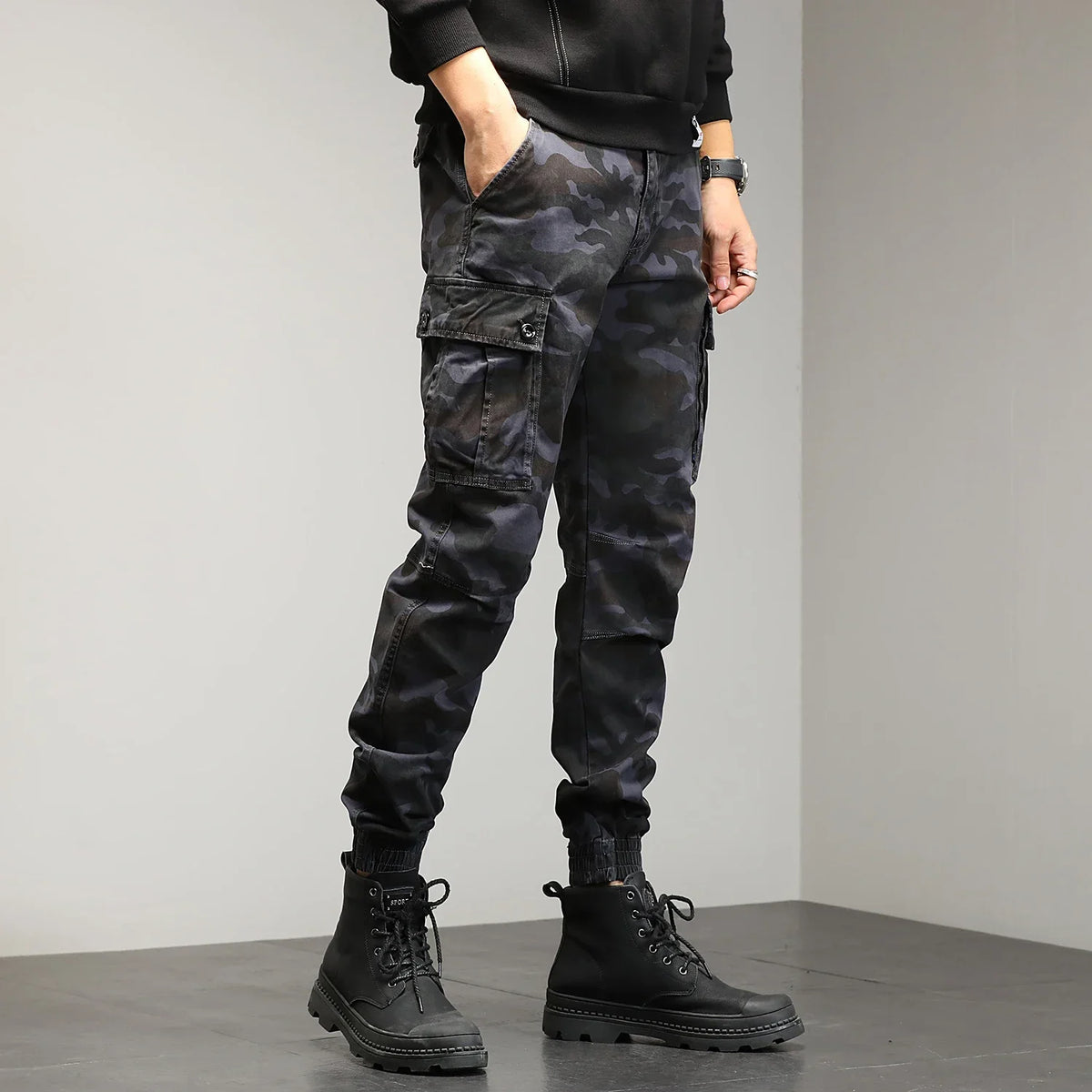 Mens Cotton Camouflage Cargo Pants – Outdoor Trousers for Hiking Workwear