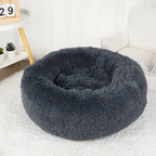 Plush Donut Dog Bed – Large Round Fluffy Kennel for Winter Pet Comfort