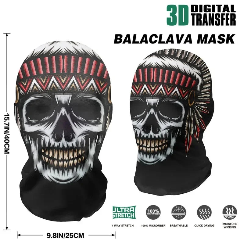 Full Face Skull Animal Mask – Breathable Mesh Headgear for Halloween Cosplay