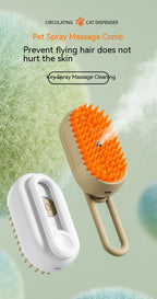 3-in-1 Pet Steam Grooming Brush – Electric Spray Comb for Dog and Cat Shedding