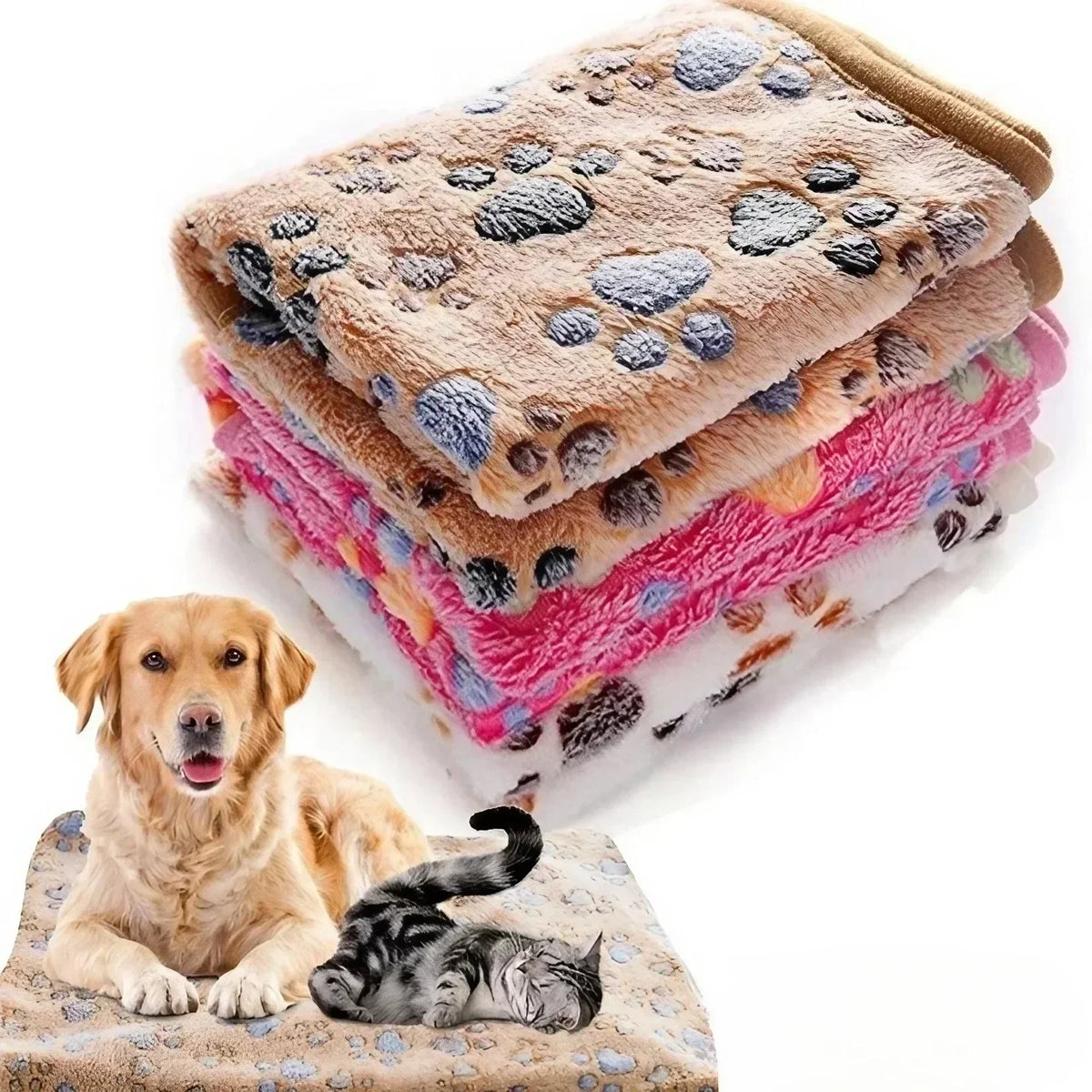 Soft Fluffy Pet Blanket – Cartoon Pattern Mat for Cats and Dogs