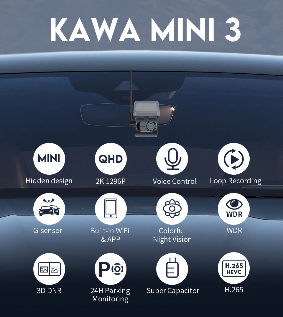 KAWA 2K Dash Camera – Night Vision Video Recorder for Vehicle Security