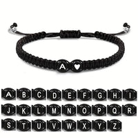 Initial Heart Braided Bracelet – Adjustable A-Z Friendship Jewelry for Gifts