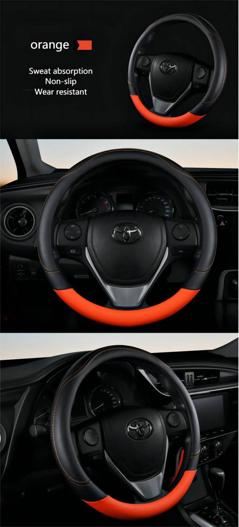 PU Leather Steering Wheel Cover – Non-Slip Grip for Universal Car Interior