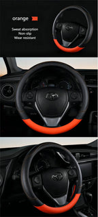 PU Leather Steering Wheel Cover – Non-Slip Grip for Universal Car Interior