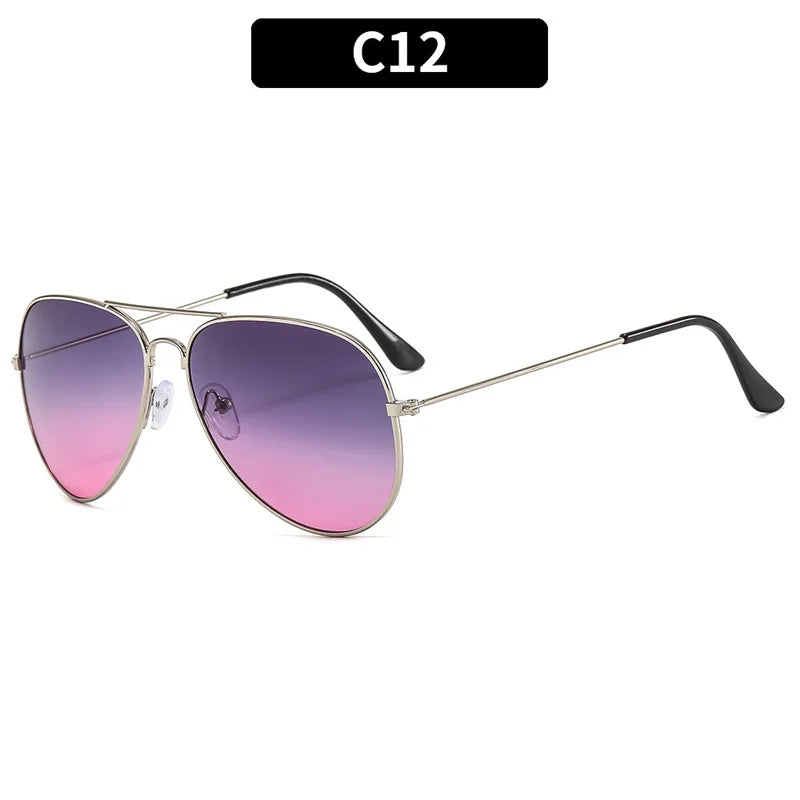 Double Bridge Aviator Sunglasses – Alloy Frame Gradient Lenses for Unisex Fashion