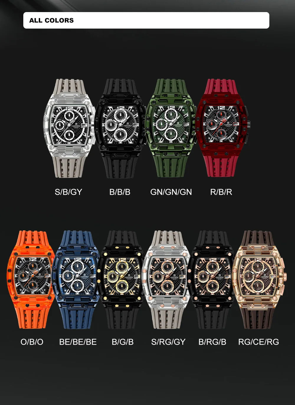 NAVIFORCE Silicone Chronograph Watch – Waterproof Sport Accessory for Men