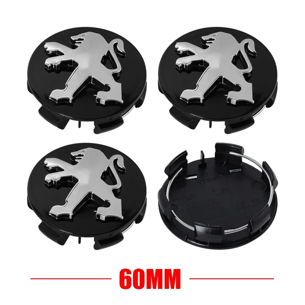 60mm Car Wheel Center Caps – Peugeot GT Logo Emblem Hub Covers for Auto Styling