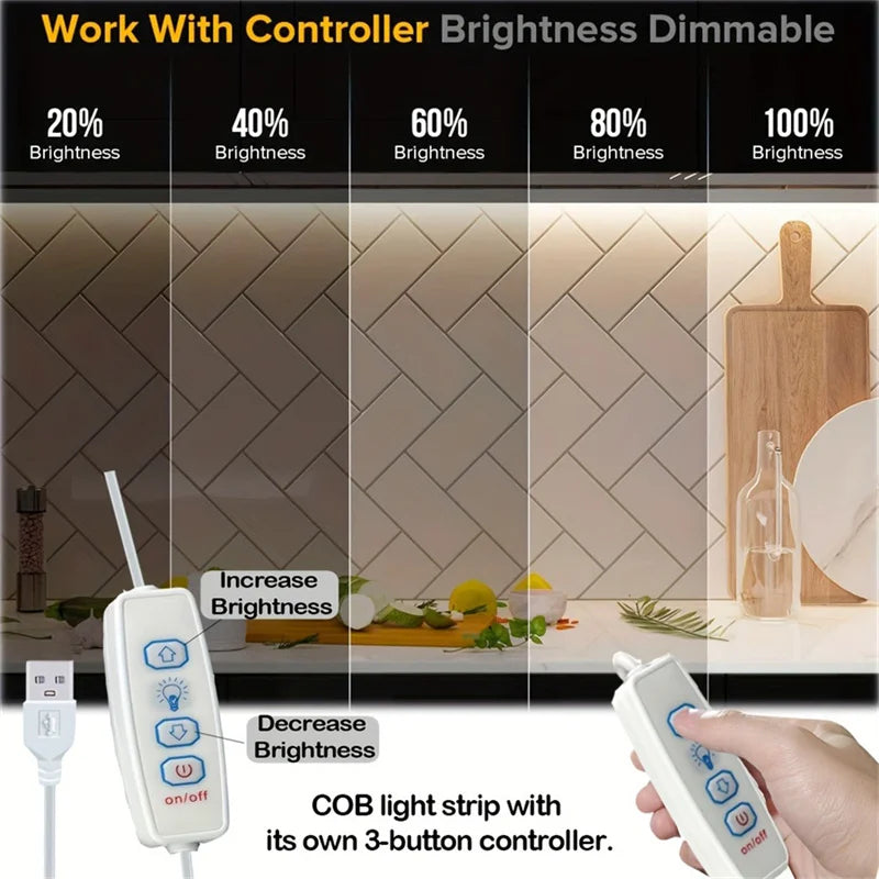 USB COB LED Strip Light – Dimmable Flexible Tape for TV Backlight Room Decor