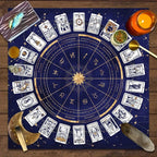 Zodiac Tarot Card Tablecloth – Velvet Divination Mat for Fortune Telling
