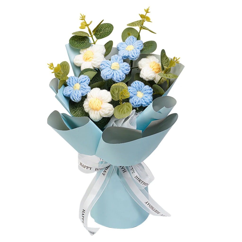 Handmade Crochet Flower Bouquet – Knitted Floral Decor for Gift Giving