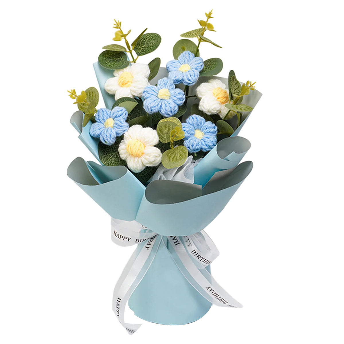 Handmade Crochet Flower Bouquet – Knitted Floral Decor for Gift Giving