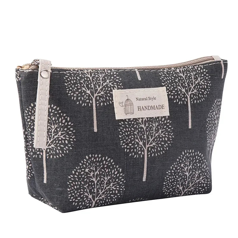 Canvas Small Cosmetic Bag – Portable Makeup Organizer for Travel
