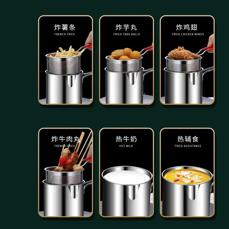 Stainless Steel Deep Fryer – Multifunctional Pot for French Fries and Chicken